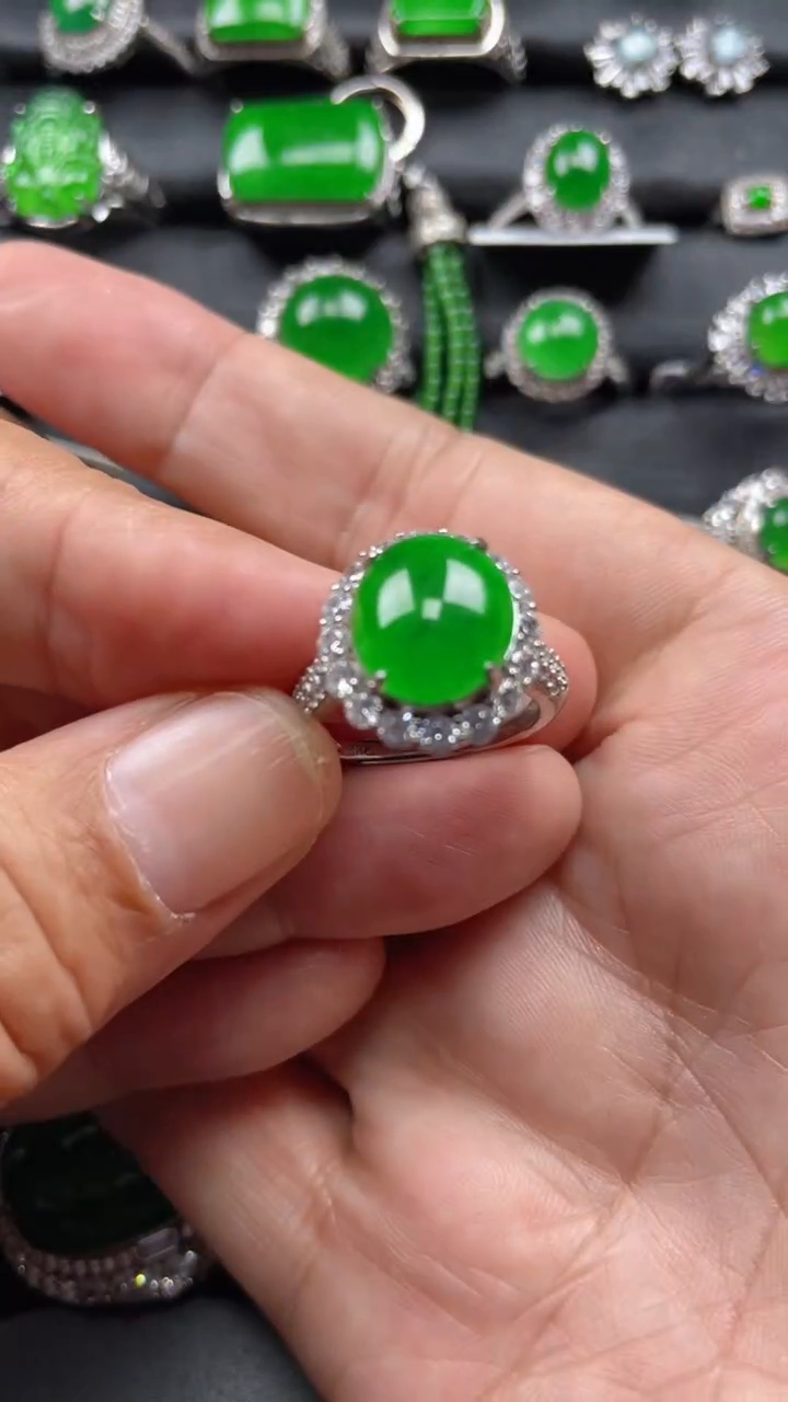 【闪购商品】翡翠戒指银S925镶嵌翡翠