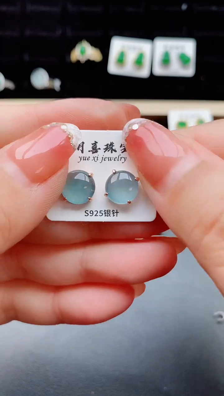 【闪购商品】翡翠耳饰银S925镶嵌12112