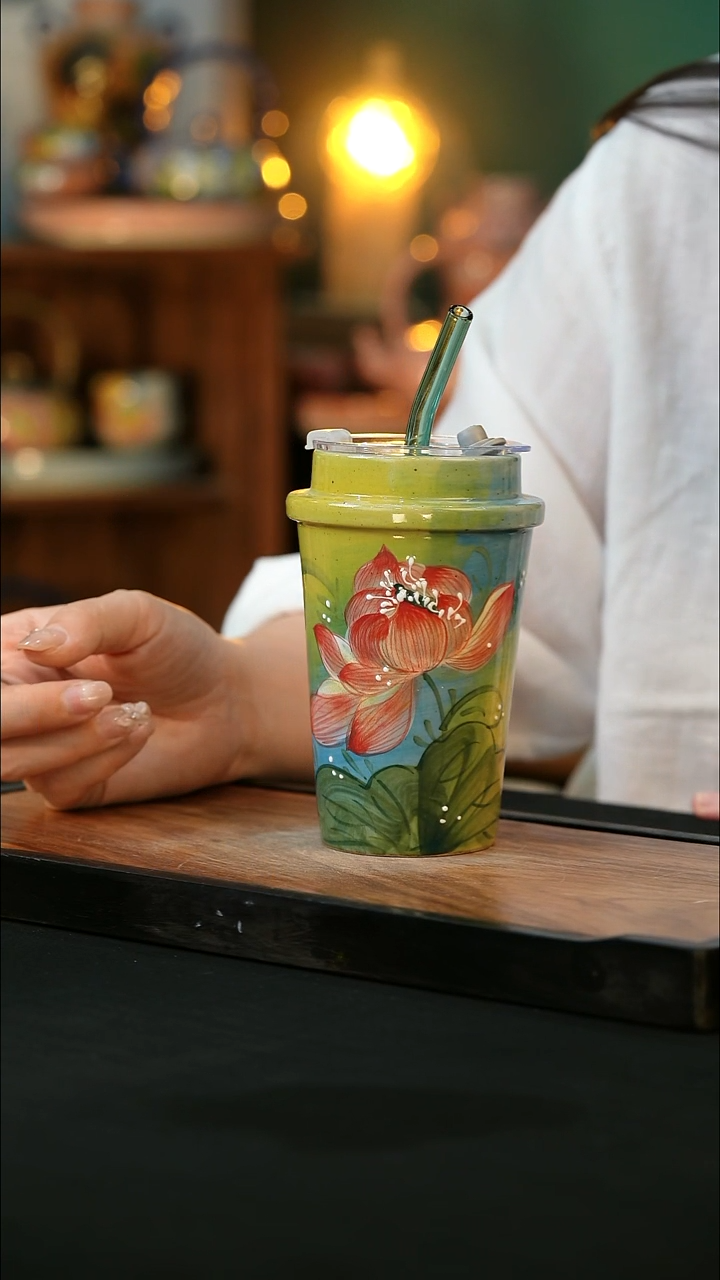 杯手绘心瓷陶瓷浮力