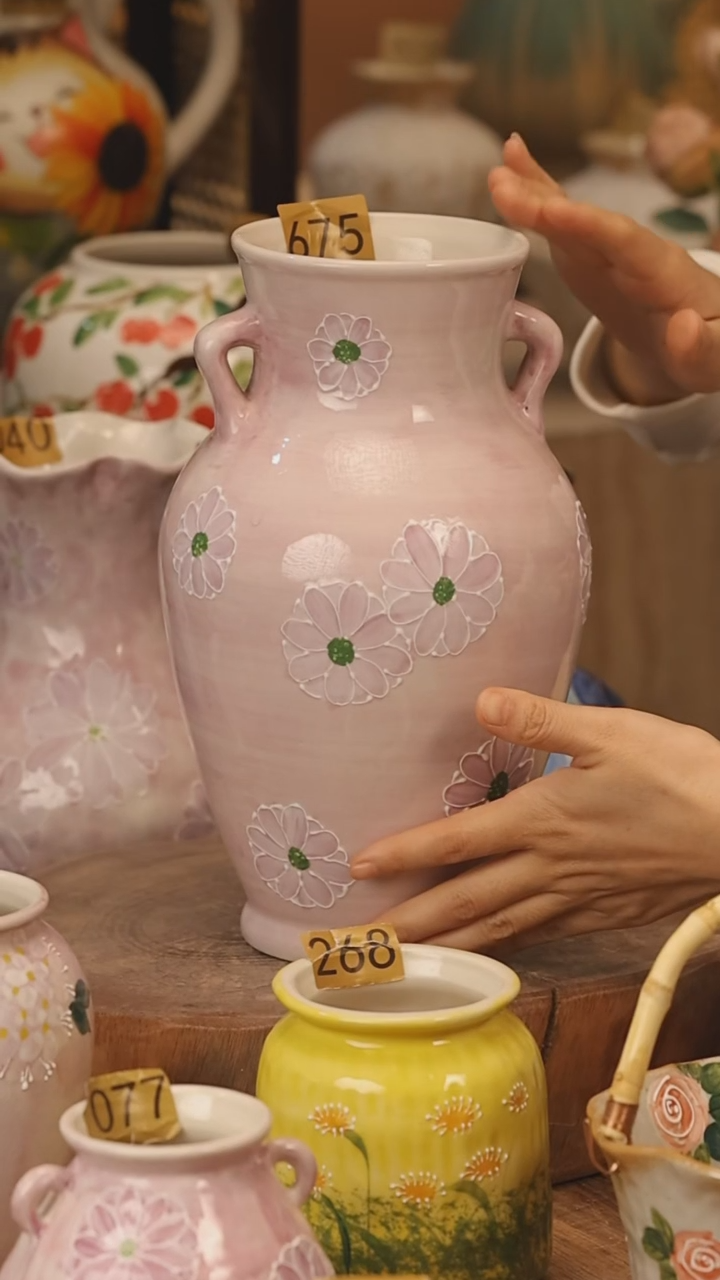 陶瓷景德镇设计师手作花器摆件侘寂风@M675@