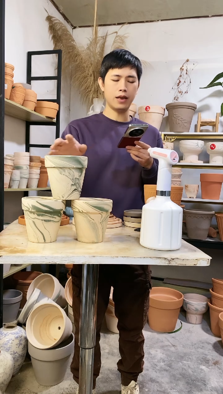 【闪购商品】陶13*13绿白陶 3盆无托