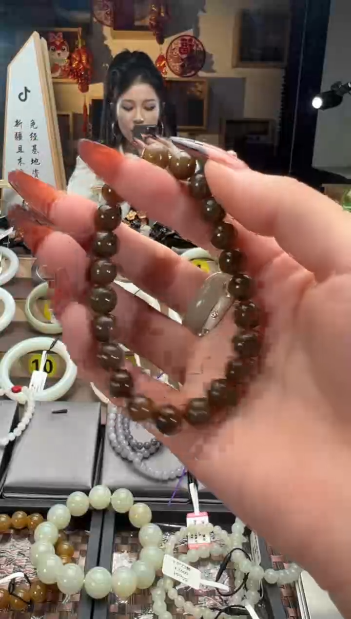 【闪购商品】和田玉手串未镶嵌且末料金山糖麻糖卡8手串