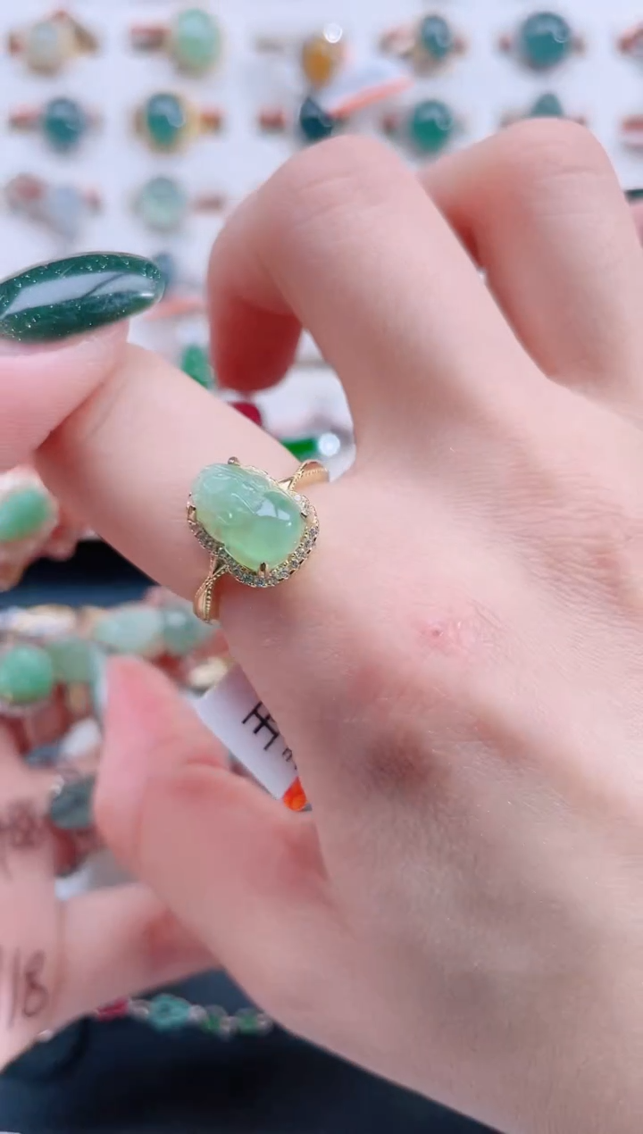 银S925镶嵌戒指翡翠天然翡翠