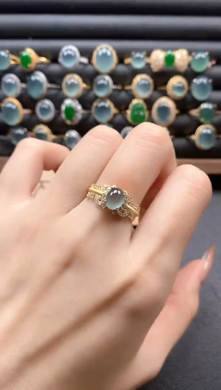 银S925镶嵌戒指翡翠51511