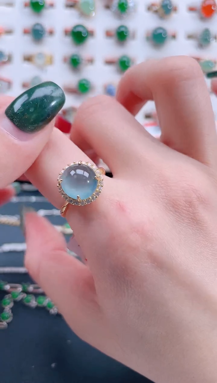 银S925镶嵌戒指翡翠天然翡翠