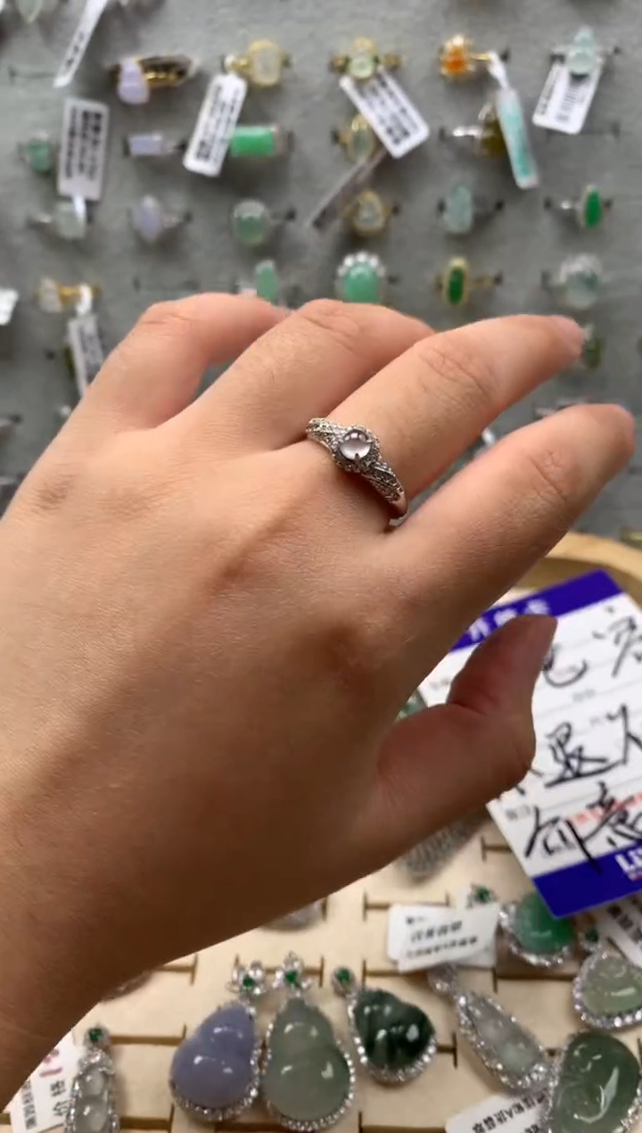 银S925镶嵌戒指翡翠5