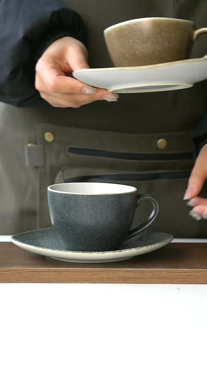 【闪购商品】陶瓷出澳洲黑色咖啡杯碟套装@4-2@