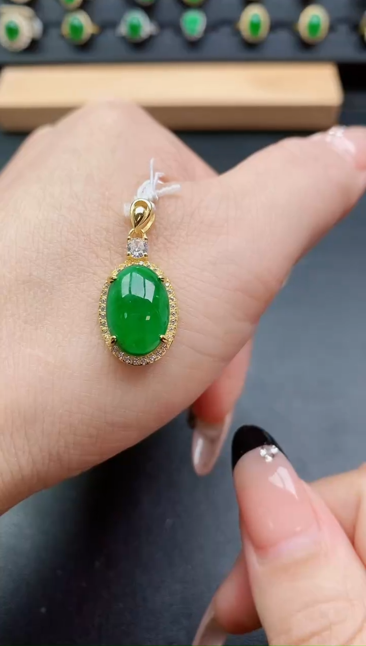 吊坠(赠链)银S925镶嵌翡翠1