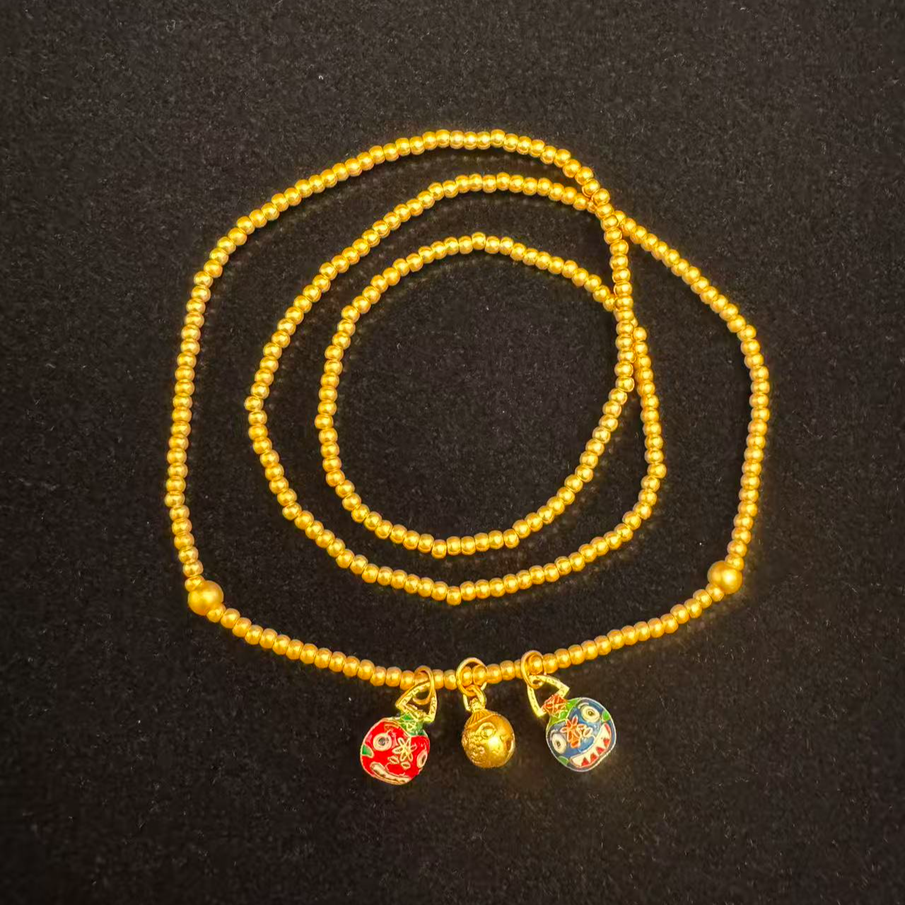  足金999 古法工艺三圈两用珐琅彩吞金兽手串