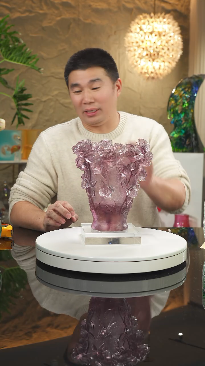 【闪购商品】摆件紫色玫瑰花瓶摆件