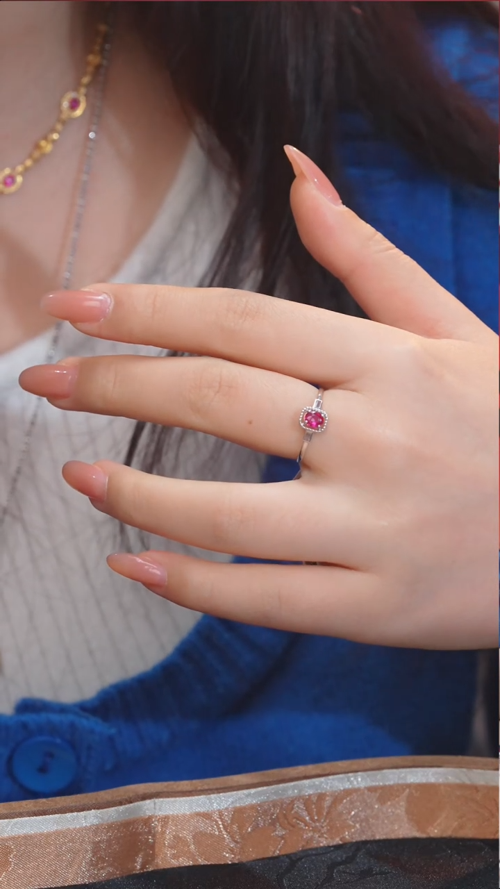 【闪购商品】红宝石戒指18K金镶嵌（0.4ct）无烧@@U8396