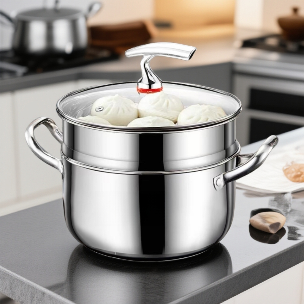 【24CM双层飞鸟】电磁炉汤蒸锅上蒸下煮加大容量锅具y