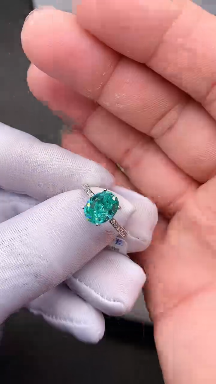 【闪购商品】帕拉依巴碧玺戒指银S925镶嵌.....