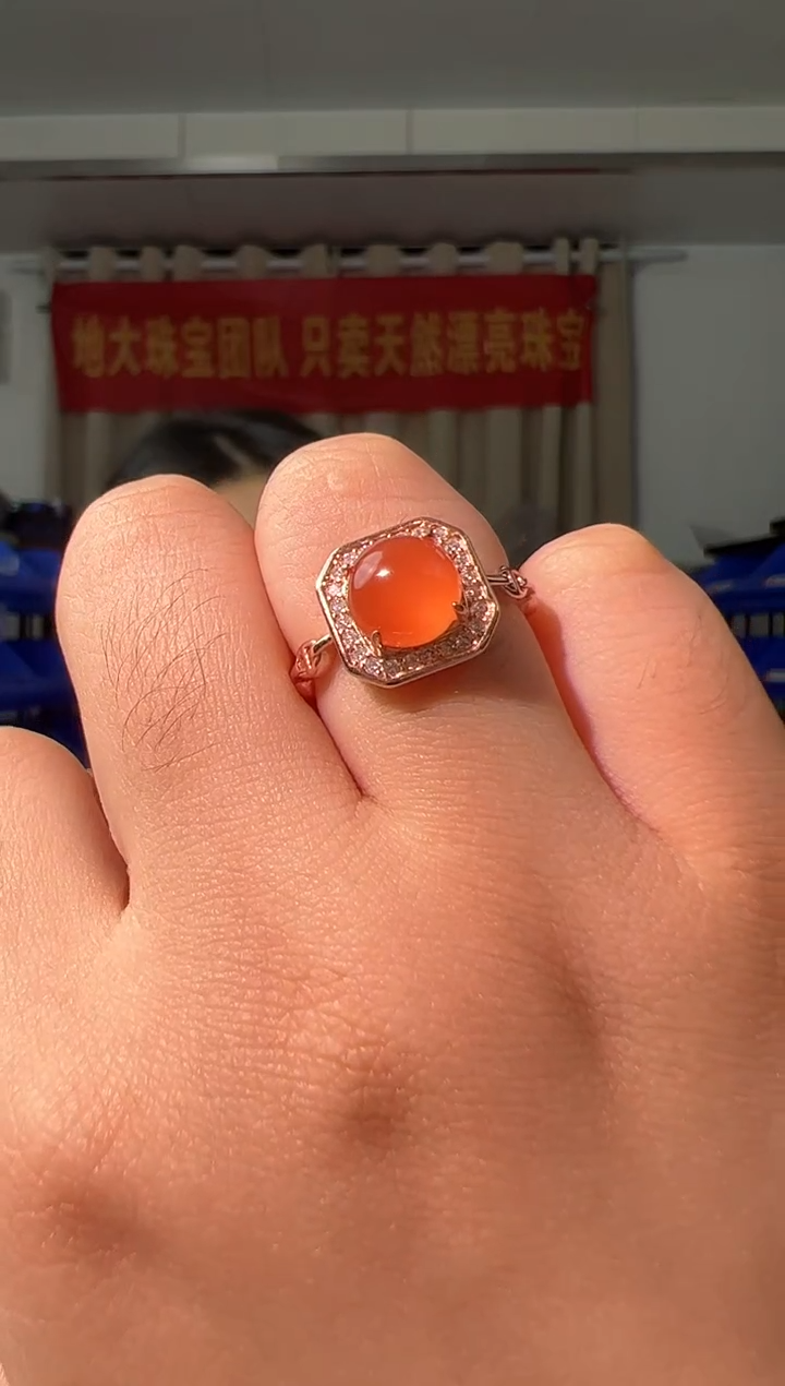 【闪购商品】南红玛瑙戒指银S925镶嵌南红戒指
