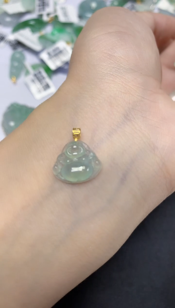 翡翠18K金镶嵌颈饰天然缅甸翡翠A货百元以上9元证书费自理