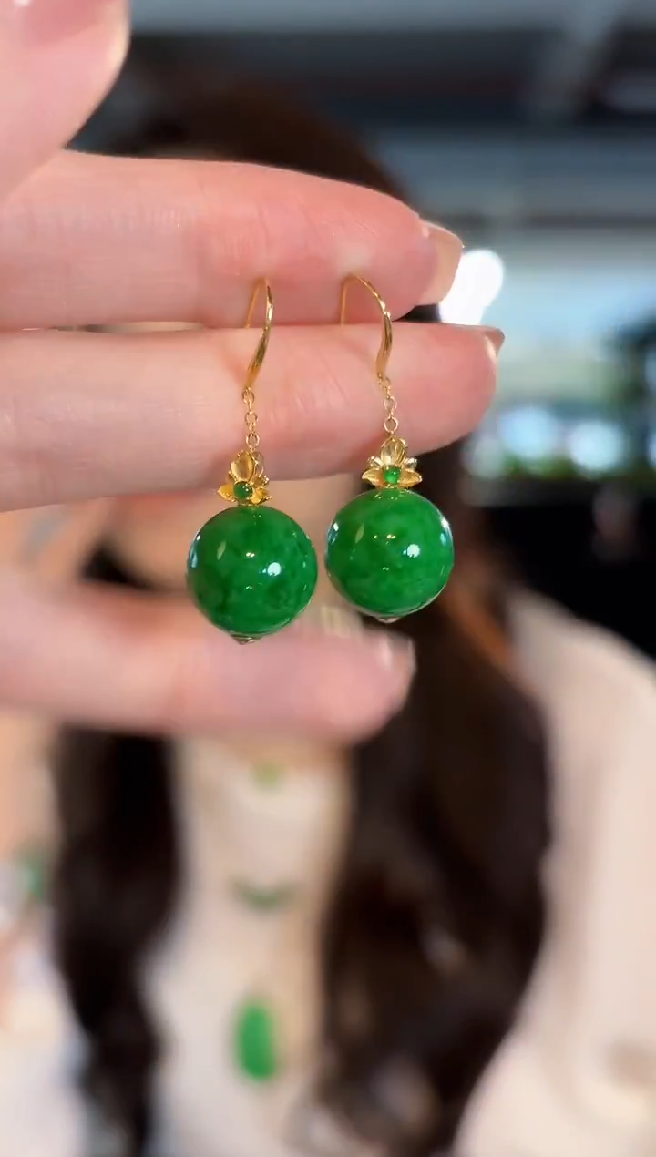 18K金镶嵌翡翠耳饰 缅甸A货/支持复检/一件