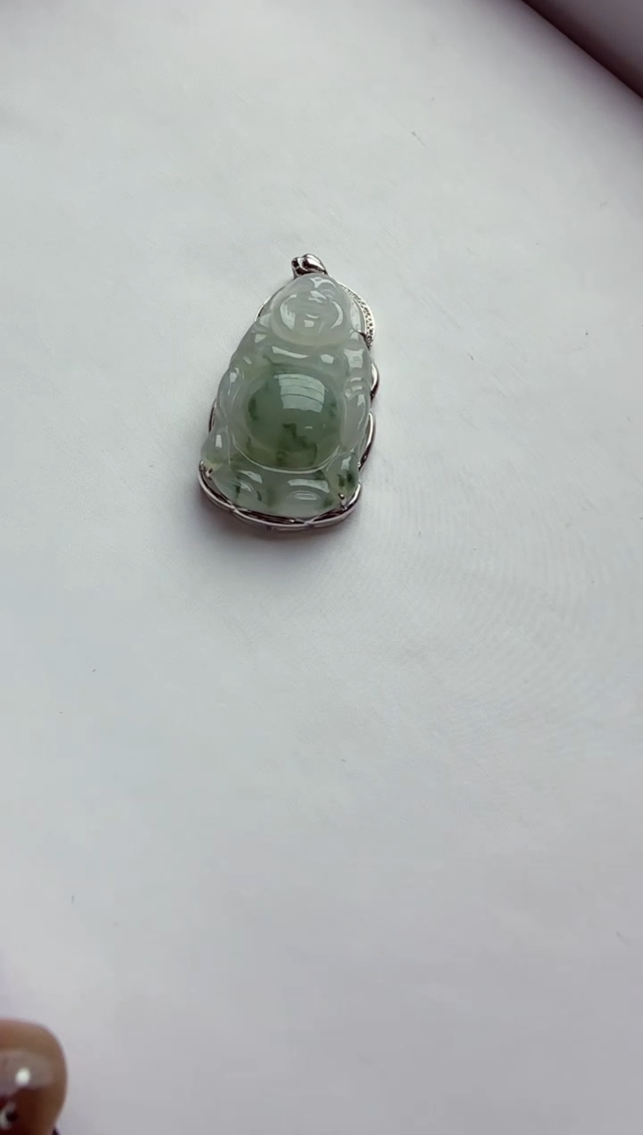 翡翠18K金镶嵌吊坠(不含链)站佛