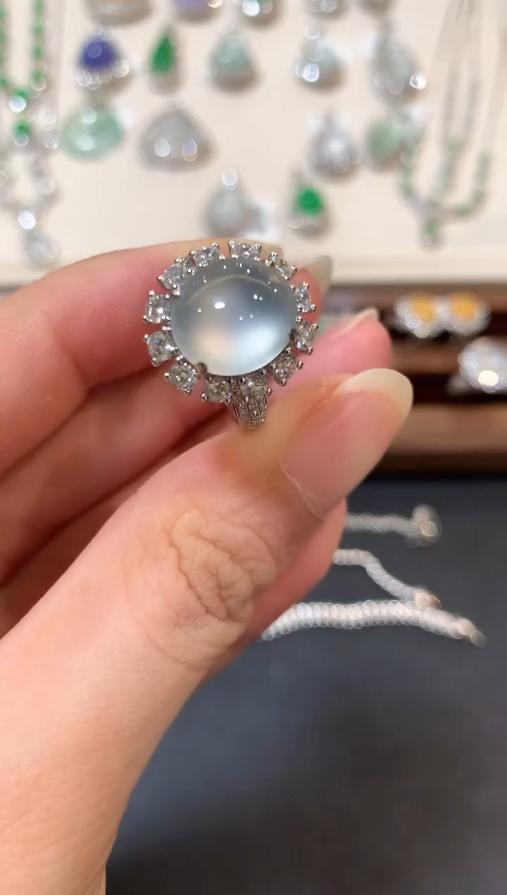 翡翠戒指18K金镶嵌b173   