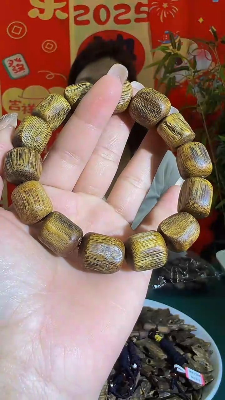 【闪购商品】沉香手串沉浮老料树心油单圈白棋