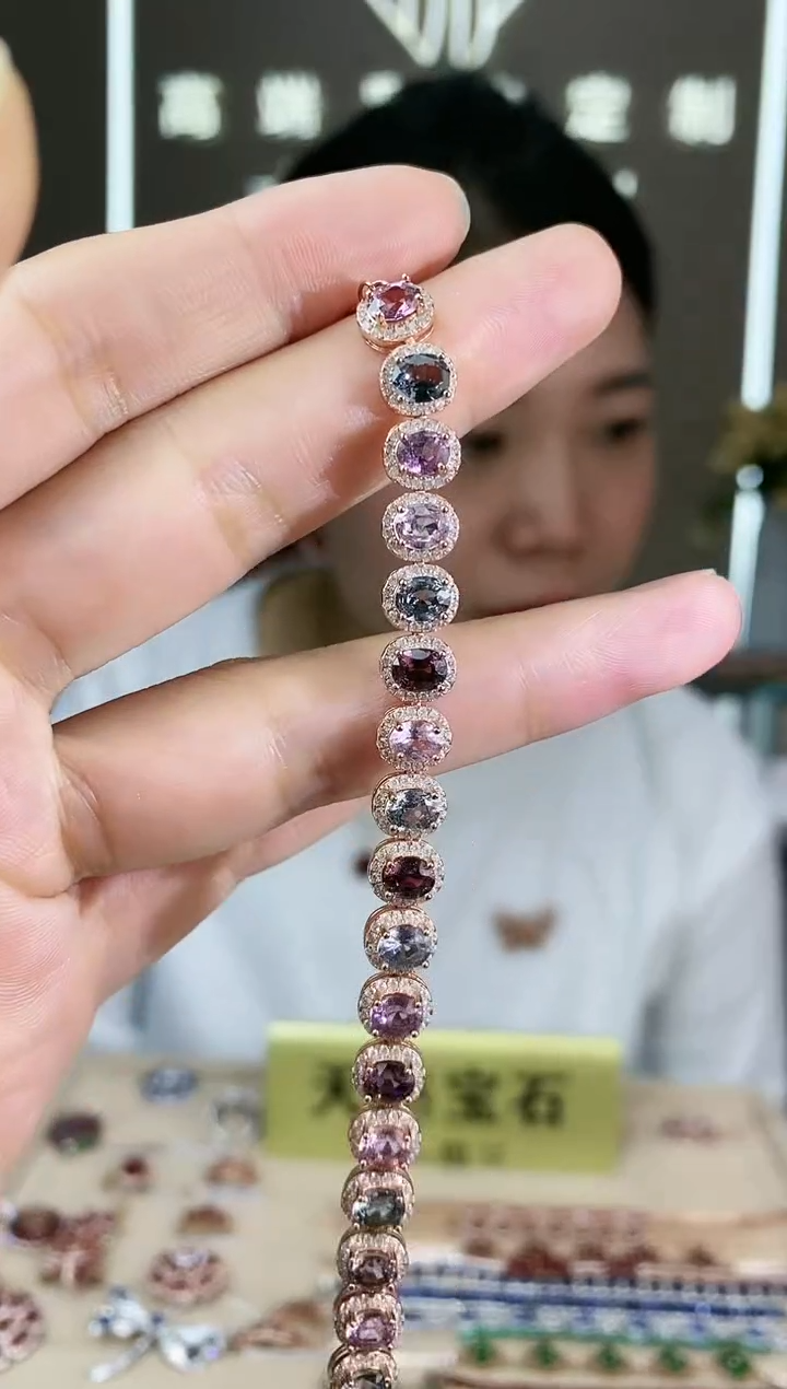 【闪购商品】尖晶石手链银S925镶嵌手链