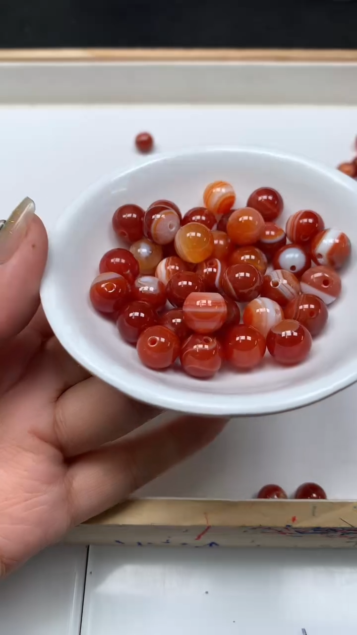 未镶嵌散珠玛瑙/玉髓B1177红 缠 丝 10mm 10个5.8元