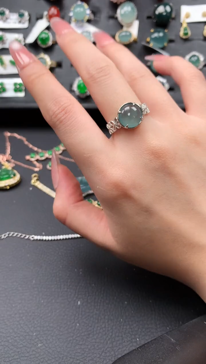 【闪购商品】翡翠戒指银S925镶嵌52141