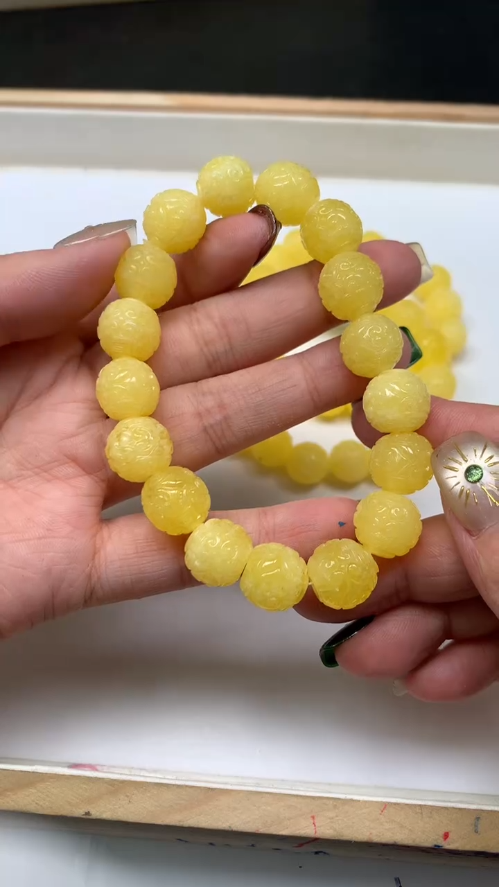 裸石蜜蜡未镶嵌M95 蜜蜡 回纹珠12mm10个8元