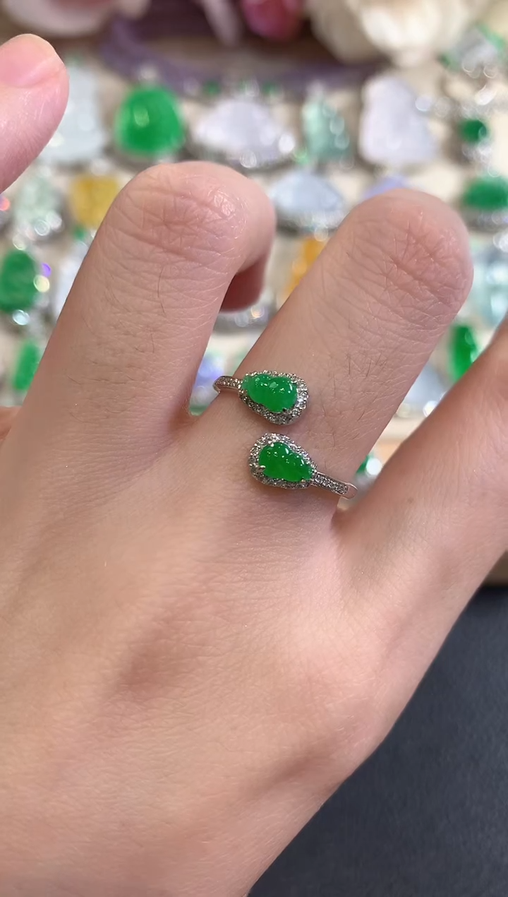 18K金镶嵌戒指翡翠冬日珠宝E2