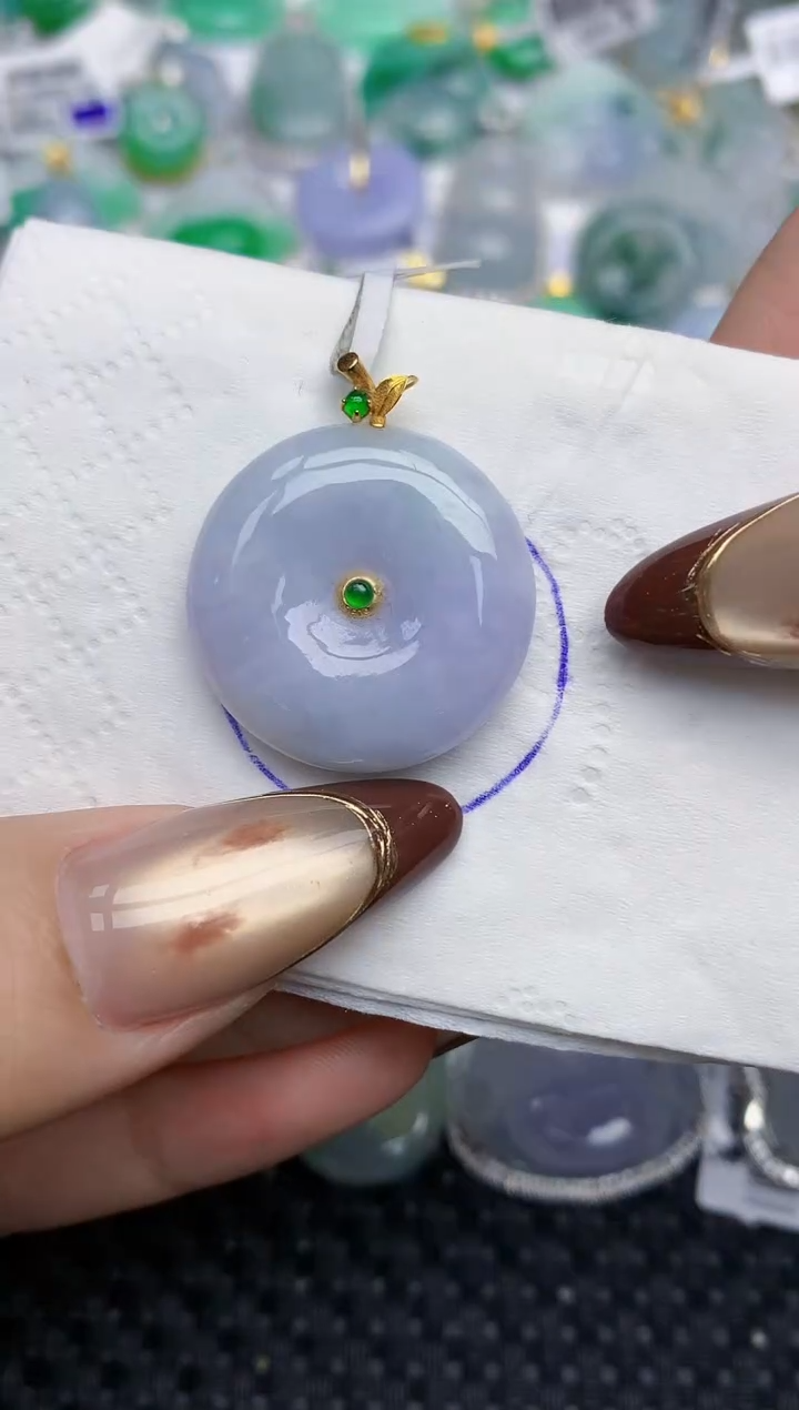 颈饰18K金镶嵌翡翠79   天然翡翠A货  百元以上9米证书费自理