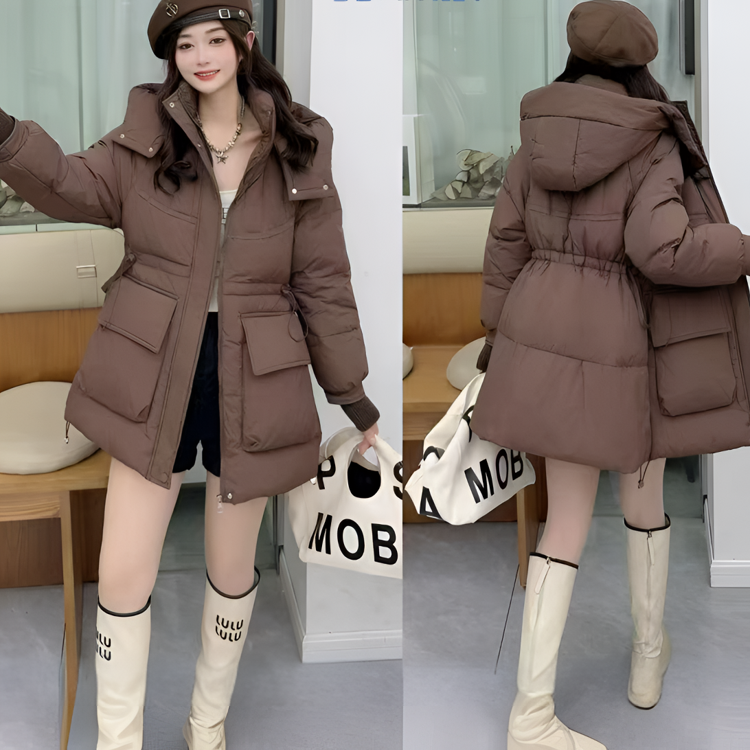 晓琳家 3007（现货）气质连帽收腰外套