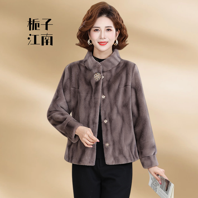 【栀子江南】冬季时尚中年女装小个子妈妈装外套轻奢风气质加厚上衣