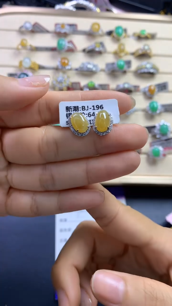 翡翠戒指银S925镶嵌翡翠 蛋面 银S925镶嵌