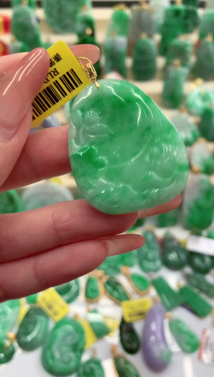 翡翠18K金镶嵌吊坠(不含链)挂件