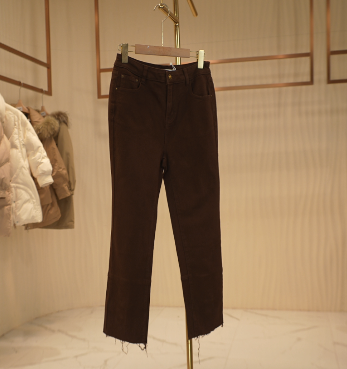 G159 LG系列设计师款后开叉裤脚弹力显瘦九分裤女百搭牛仔裤 YA72