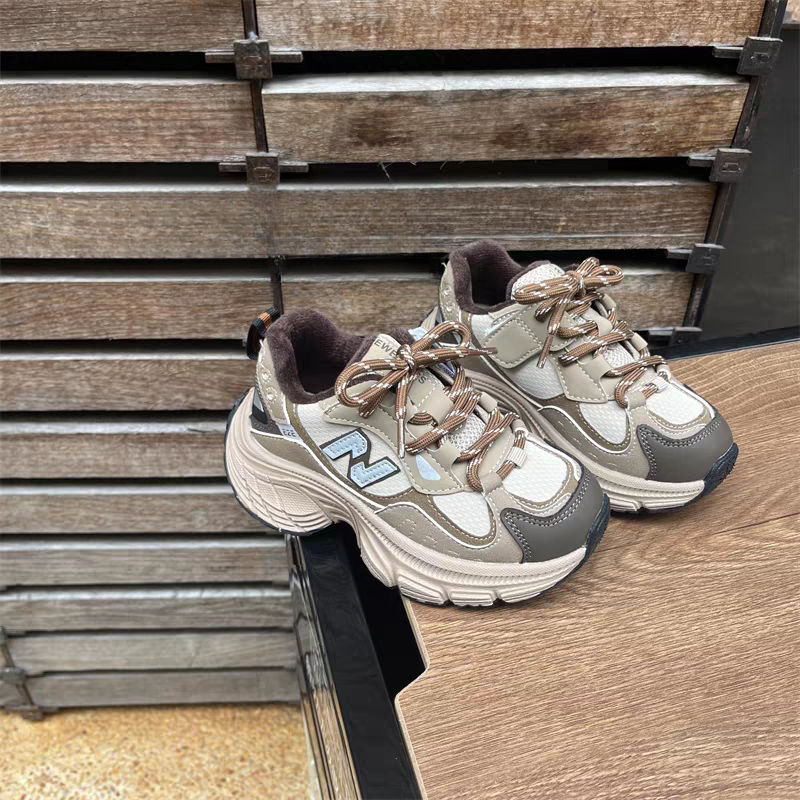 【只发新疆二棉】6666-2跑步运动老爹鞋加绒保暖秋冬新款男女童鞋