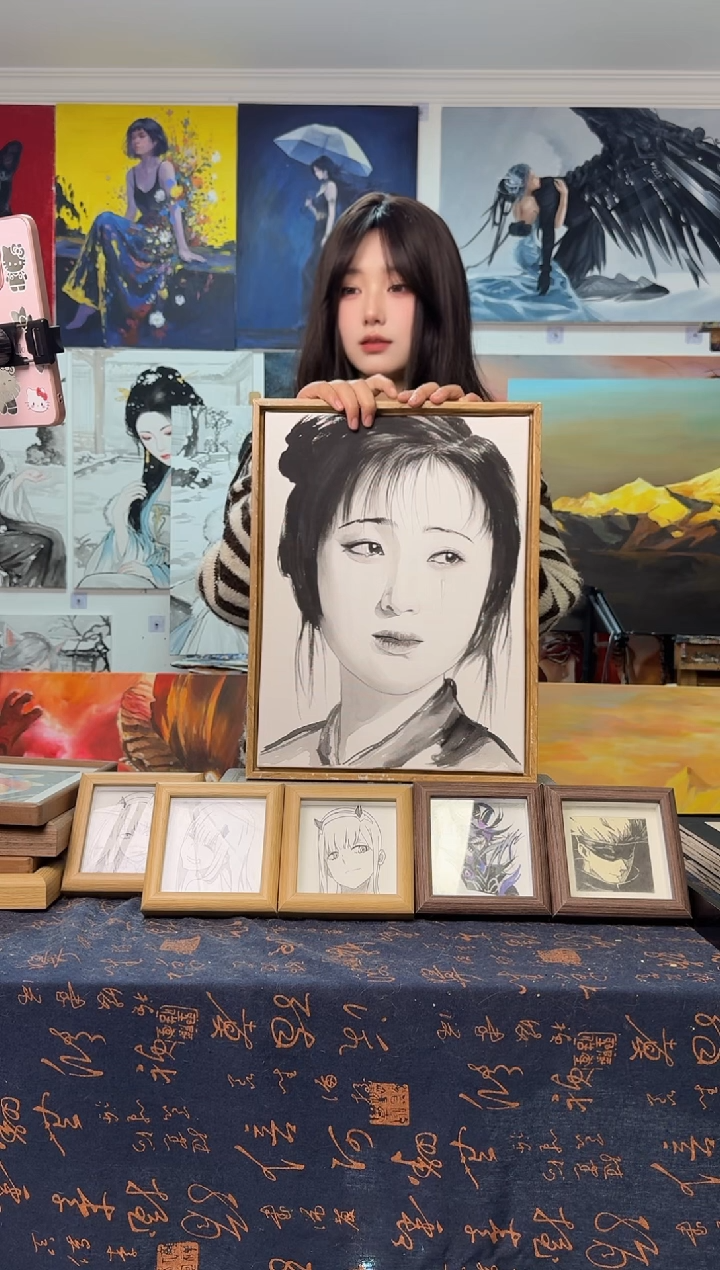 丙烯画ㄇ**冂水墨女黛玉丙烯画x