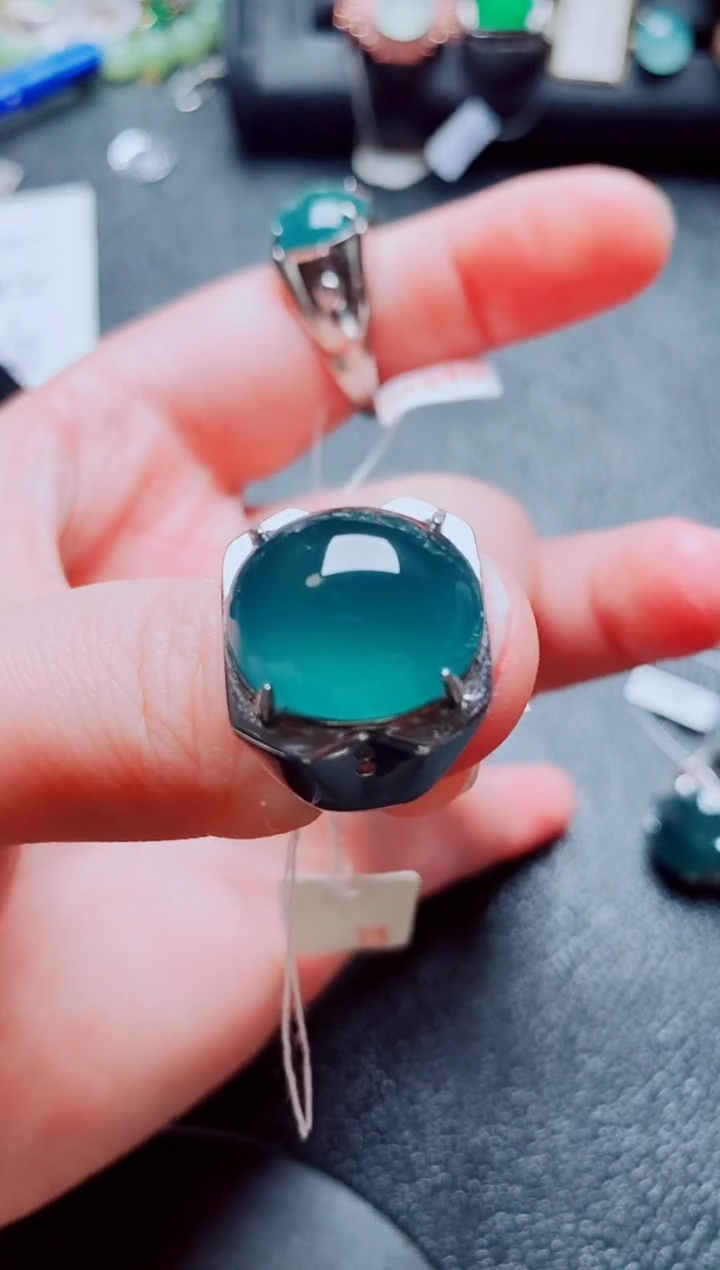 银S925镶嵌戒指翡翠111