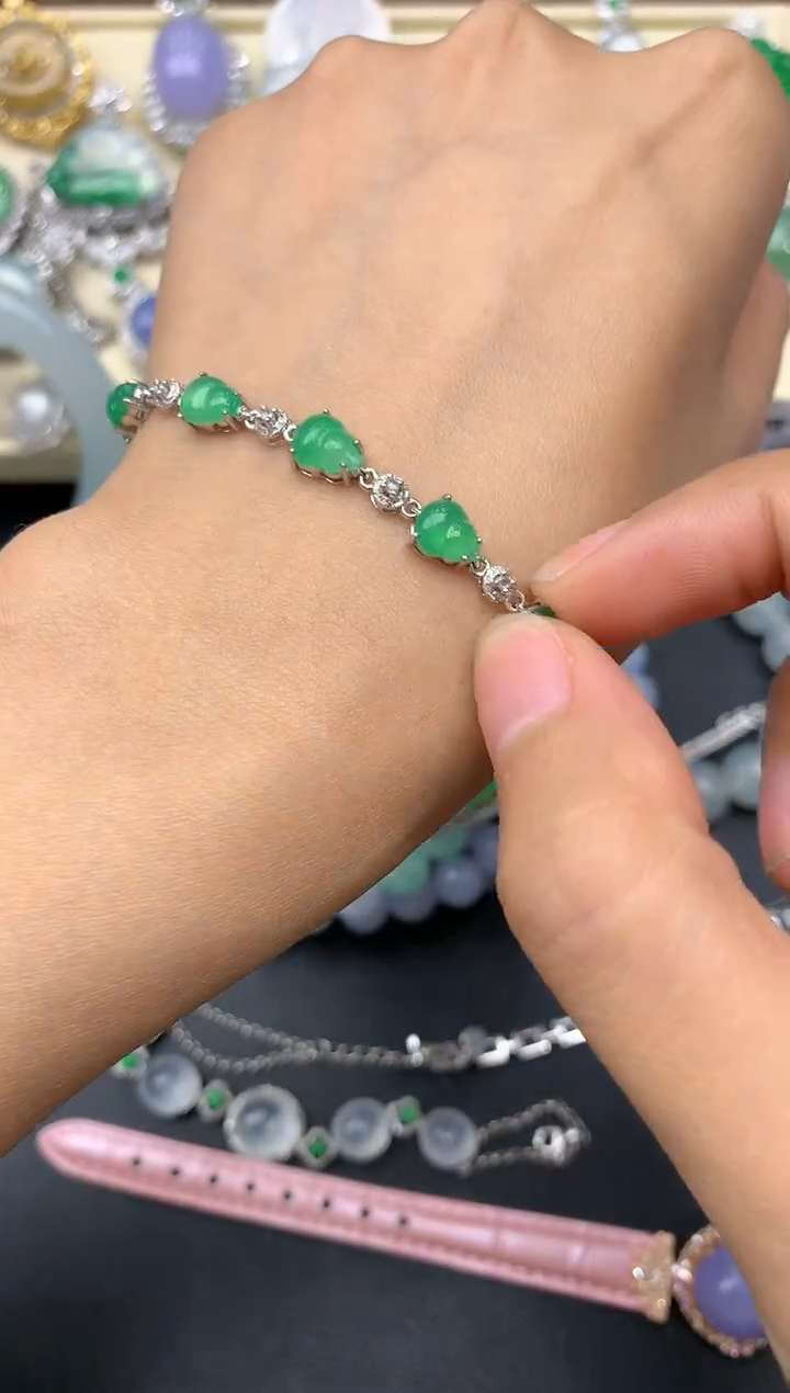 【闪购商品】翡翠手链18K金镶嵌225-中国好珍宝