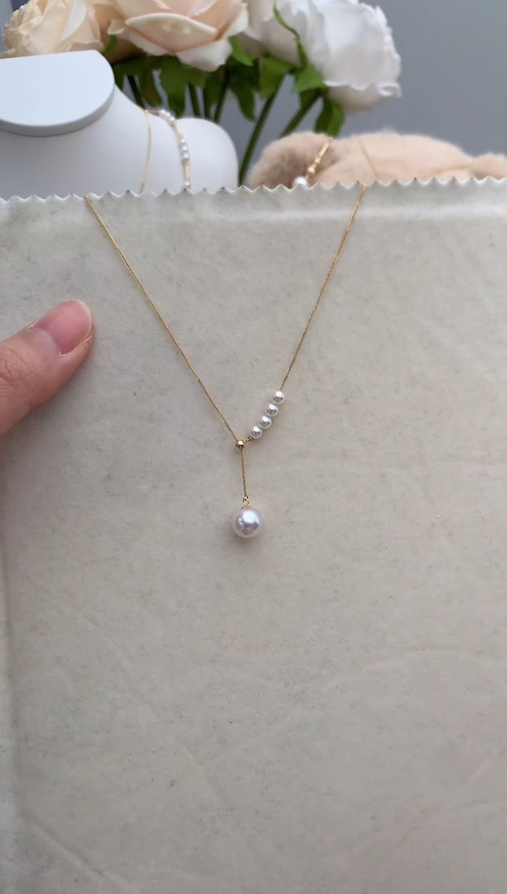 【闪购商品】海水珍珠项链18K金镶嵌8.5-9人鱼泪