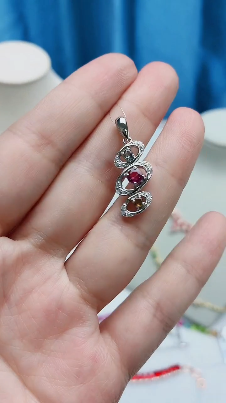银S925镶嵌吊坠碧玺477ZB1112产品一个（多样性）
