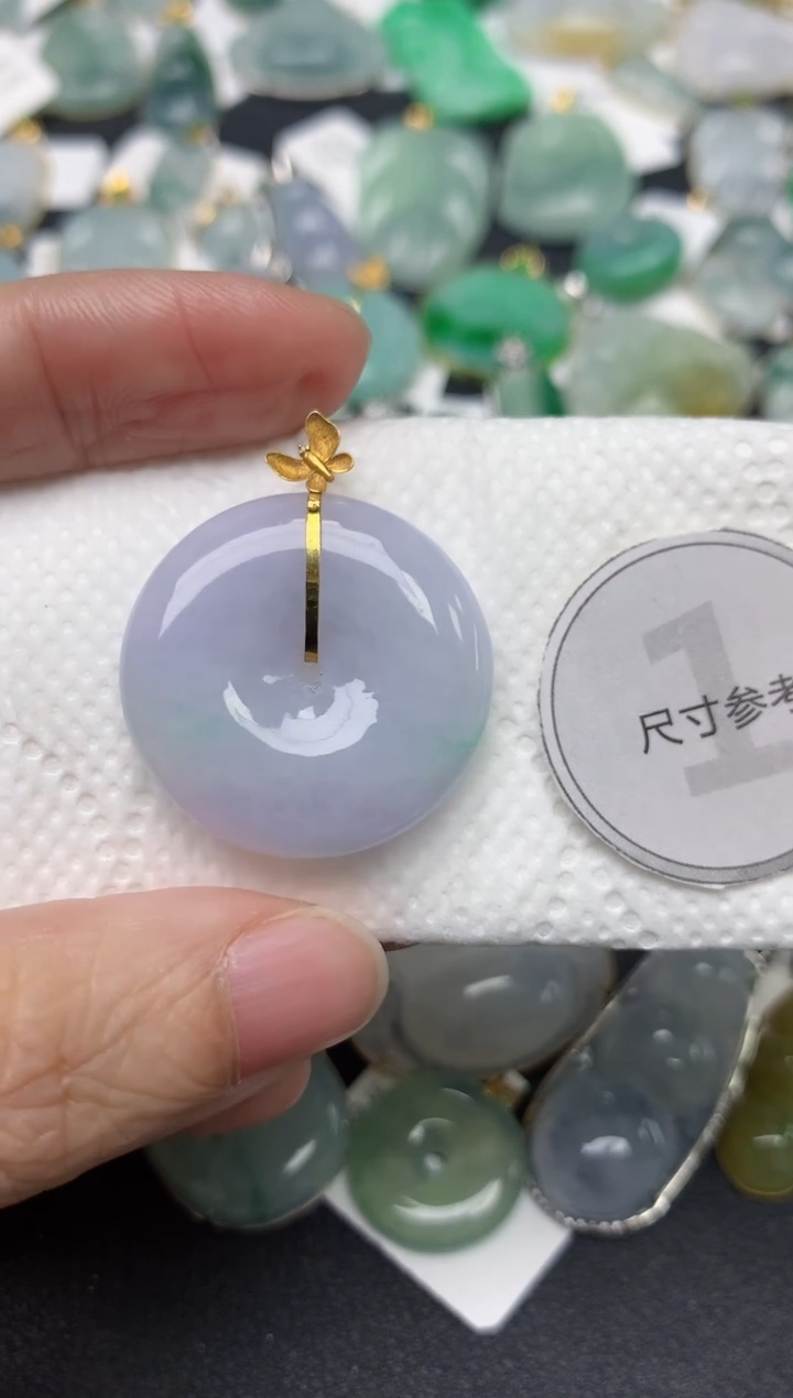 颈饰18K金镶嵌翡翠天然缅甸A货翡翠