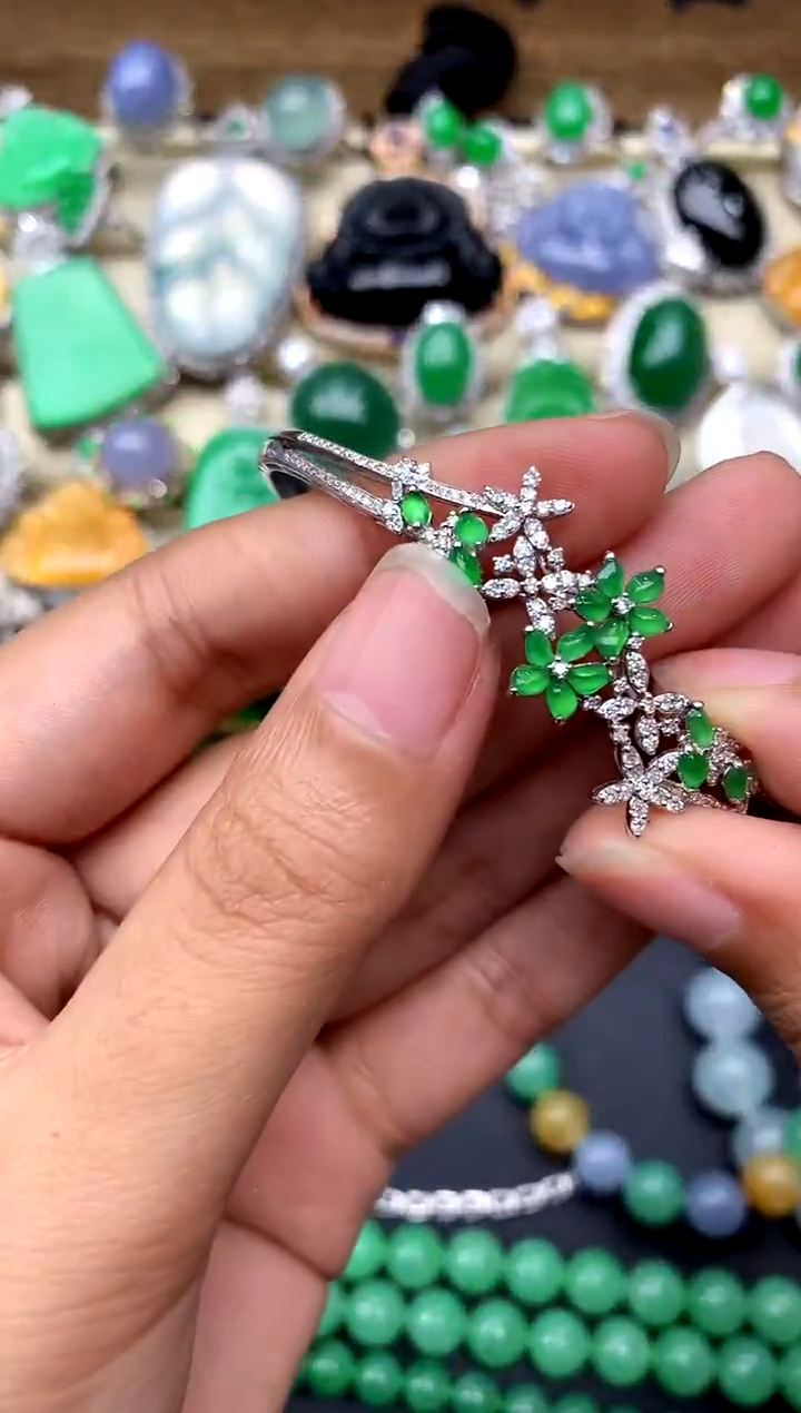 【闪购商品】翡翠手镯18K金镶嵌531-中国好珍宝