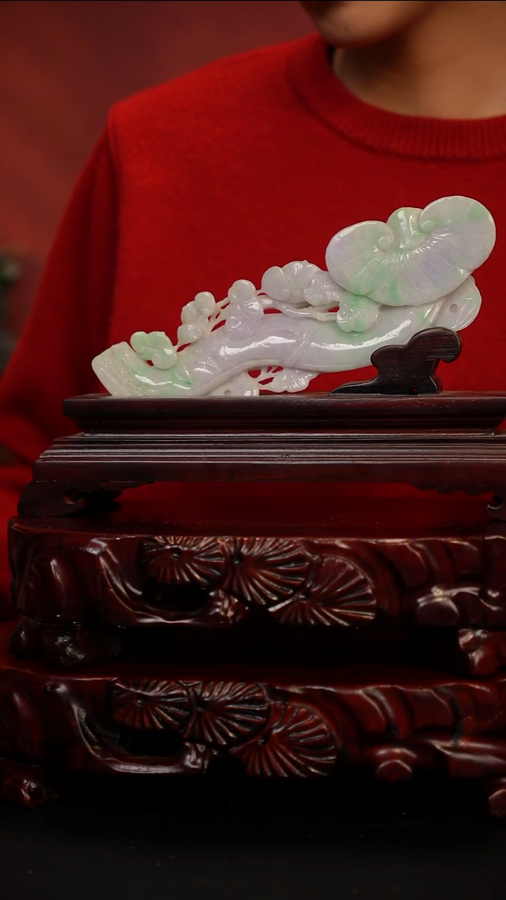 未镶嵌摆件翡翠春彩如意