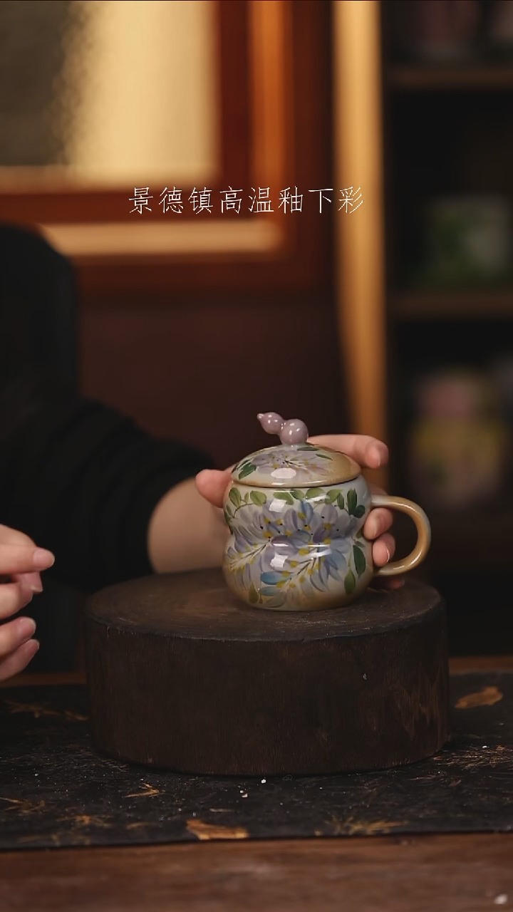 陶瓷景德镇高温釉下手绘陶瓷@L826@
