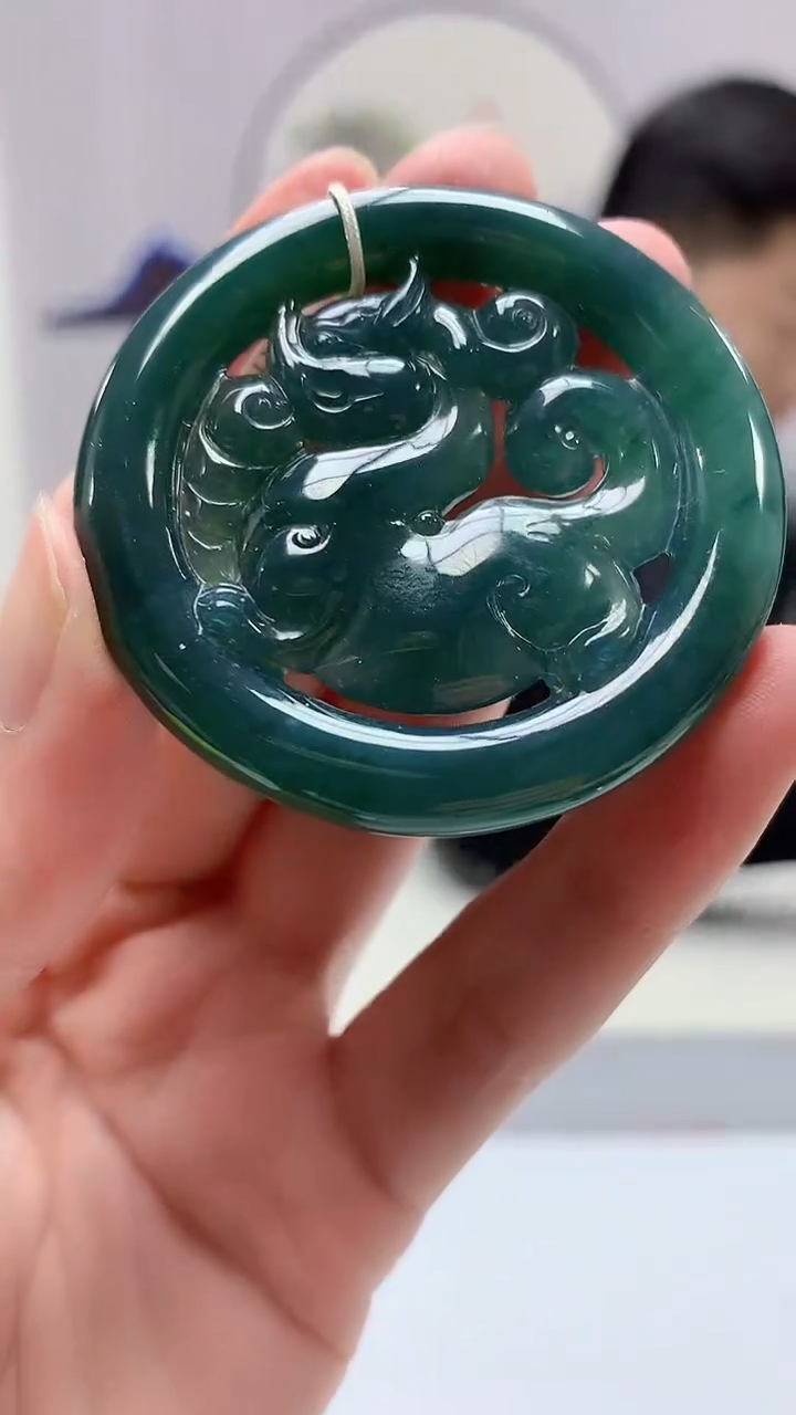 【闪购商品】定制翡翠未镶嵌4917zm-毛货挂件麒麟39