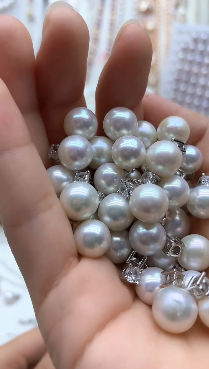 淡水珍珠银S925镶嵌吊坠(不含链)多样性发其一9mm