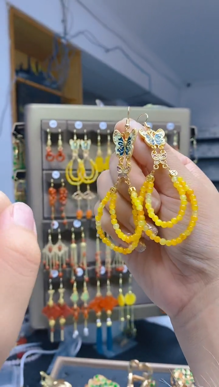 【闪购商品】翡翠耳饰合金0487翡翠耳钩