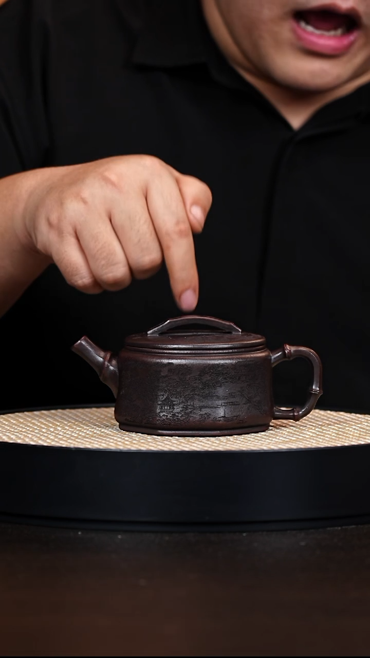 茶壶紫砂八方汉瓦  明红砂