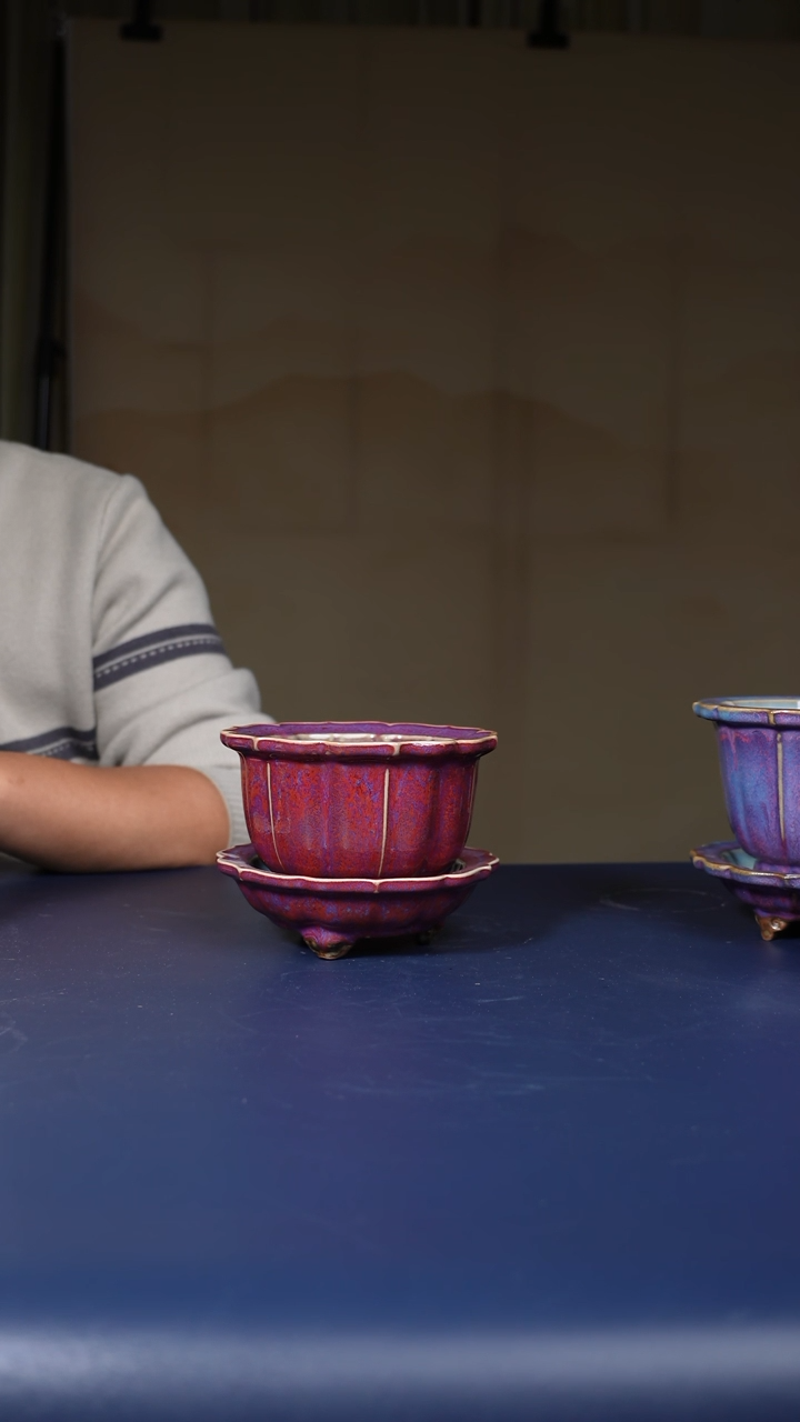 【闪购商品】摆件钧瓷宋钧菱口式花盆