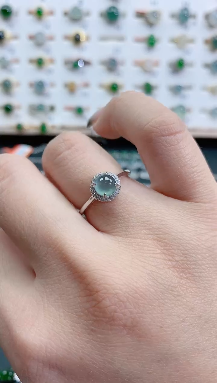 银S925镶嵌戒指翡翠天然翡翠